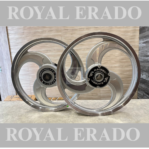 Raceby kingway 3 spoke 3S talwar silver  alloy wheel for classic and thunderbird double disc front 19” disc and rear 18” disc