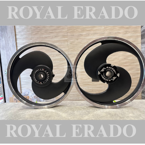 Raceby kingway 2 spoke 2S broad S black alloy wheel for classic and thunderbird double disc front 19” disc and rear 18” disc
