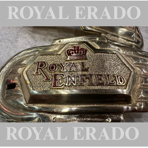 Royal Enfield heavy brass tank monogram with red Royal Enfield logo for vintage g2 1962 old model bullet 350 standard electra