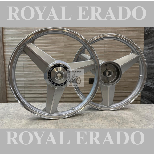 Tarah -13 company alloy wheel  Mercedes Diamond silver Alloy Wheel Set BIG drum brake | For Splendor I3S N SPLENDOR PLUS N SPLENDOR PRO, Passion PRO PLUS, CD Deluxe, CD Dawn from 2018 MODELS Super Splendor Glamour.