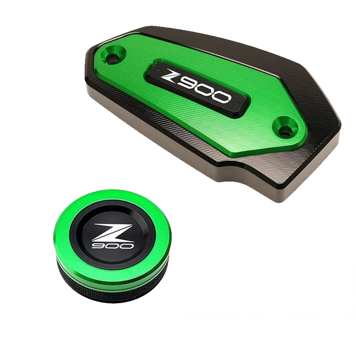 CNC Front And Rear Brake Fluid Cylinder Master Reservoir Cover Cap With Z Logo For Kawasaki Z900 (Green)