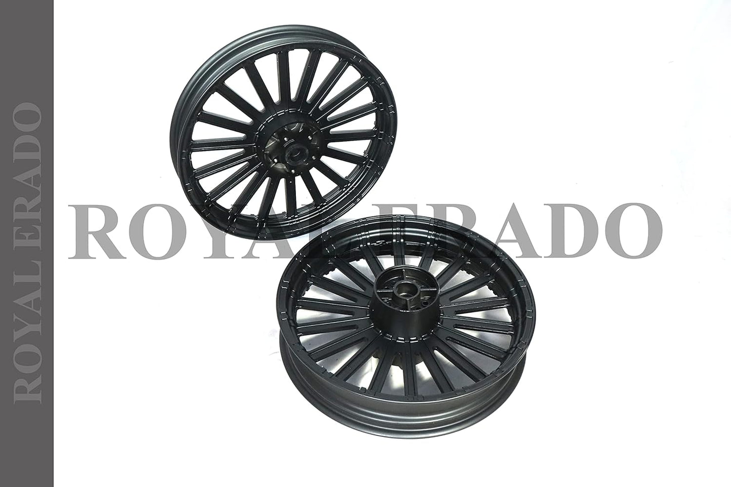 ROYAL ERADO Harley Style Alloy Wheel set. FULL black | Front 18"Disc & Rear 18" Disc | For Royal-Enfield Interceptor 650 & Continental GT 650