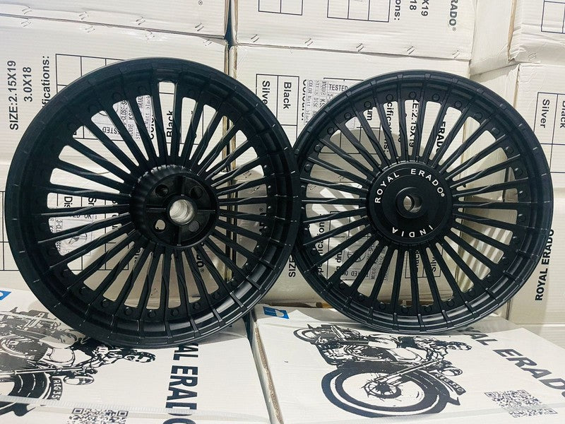 30 Spokes full black Alloy Wheel set for classic single disc