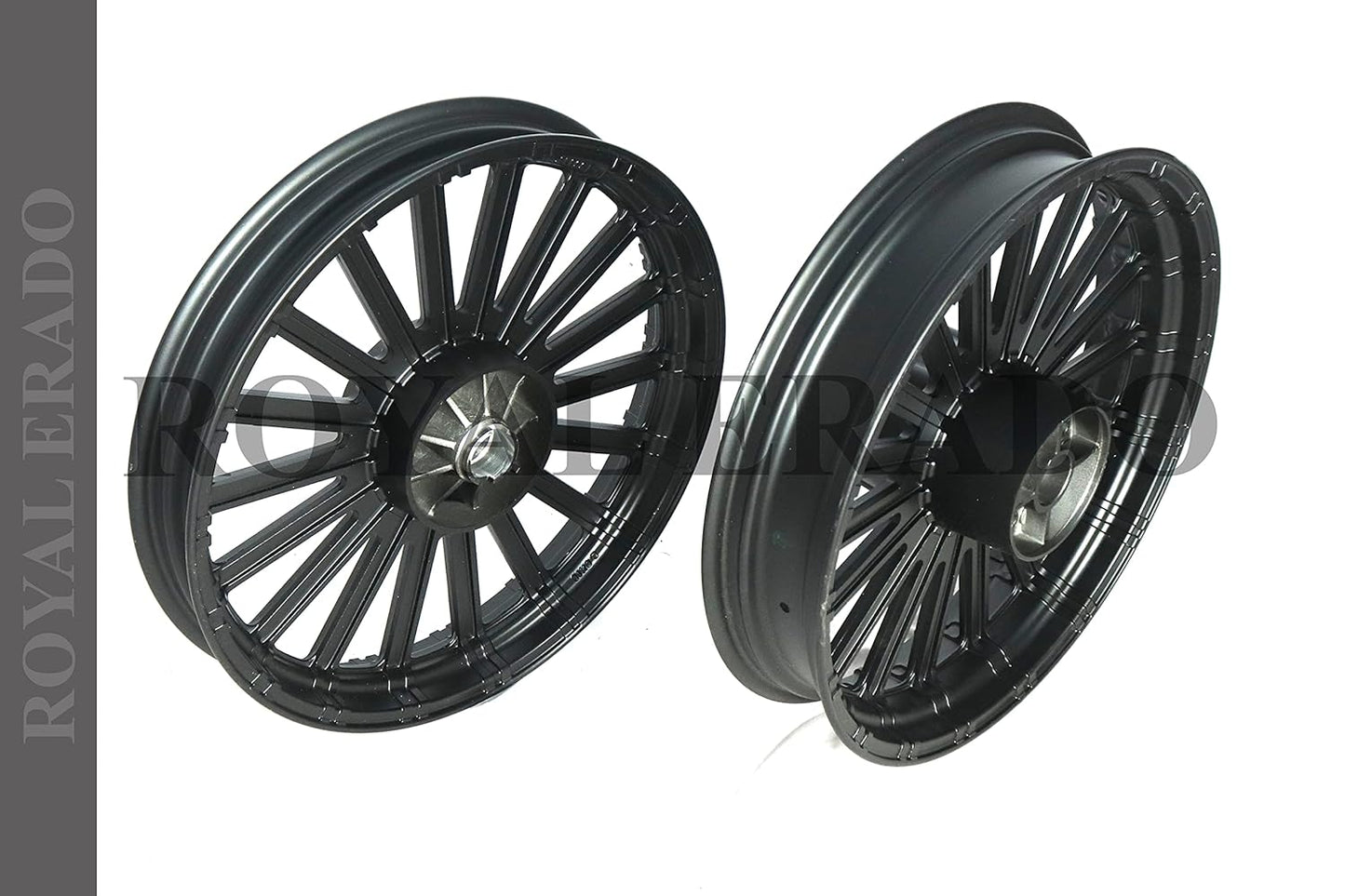 ROYAL ERADO Harley Style Alloy Wheel set. FULL black | Front 18"Disc & Rear 18" Disc | For Royal-Enfield Interceptor 650 & Continental GT 650