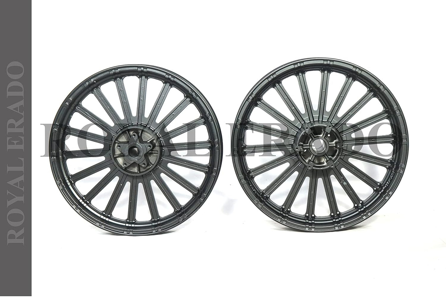 ROYAL ERADO Harley Style Alloy Wheel set. FULL black | Front 18"Disc & Rear 18" Disc | For Royal-Enfield Interceptor 650 & Continental GT 650