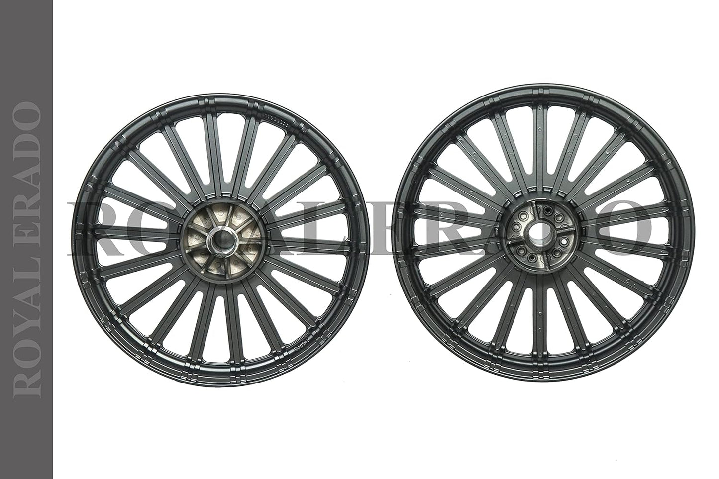 ROYAL ERADO Harley Style Alloy Wheel set. FULL black | Front 18"Disc & Rear 18" Disc | For Royal-Enfield Interceptor 650 & Continental GT 650