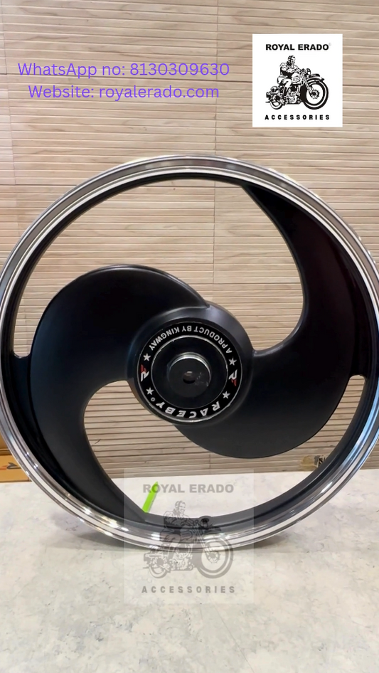 KINGWAY RACEBY 2 S Spokes S design Black Alloy Wheel Set BIG drum brake  For Splendor I3S N SPLENDOR PLUS N SPLENDOR PRO