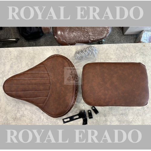 Royal enfield brown tan colour Kabir Singh seat in leather with springs for classic electra standard and vintage g2 1962 old model bullet 350