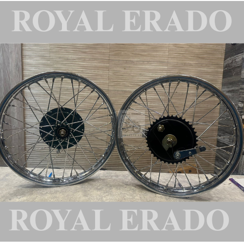 Royal enfield vintage g2 1962 old model bullet 350 standard cycle hub wheel rim assembly with all spare parts assembled direct fit with black hub not green