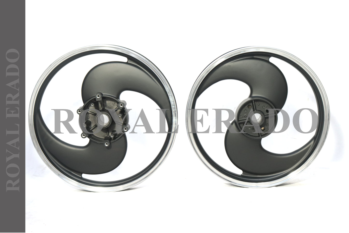 2 Spokes black Alloy Wheel set for classic single disc