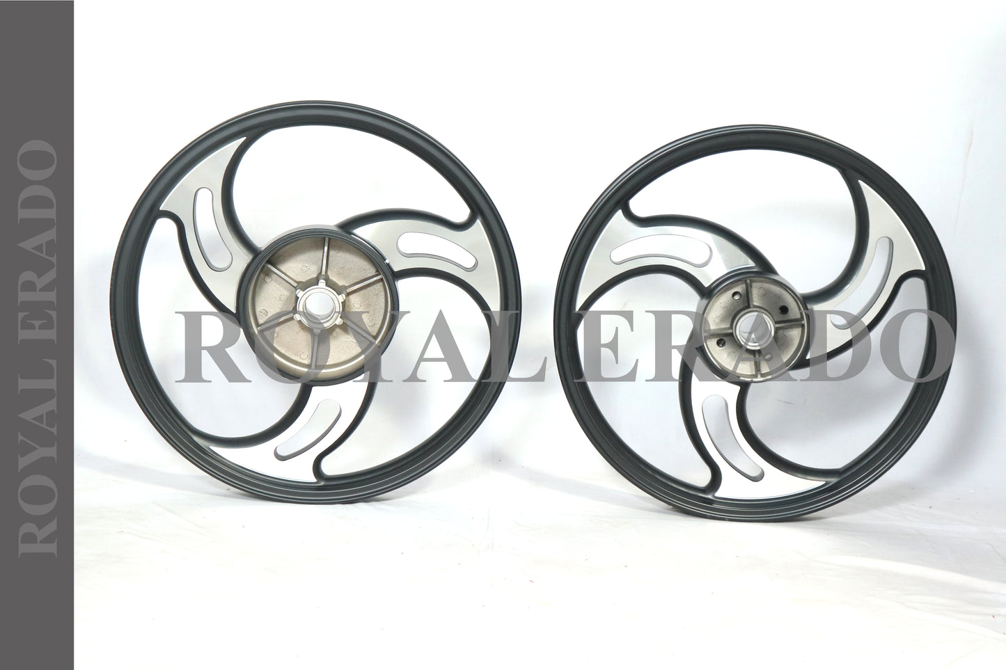 3 SPOKE BLACK CNC M Alloy Wheel set For Royal-Enfield standard big drum