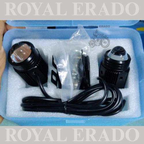 PAIR OF HJG UNIVERSAL MINI DRIVE FOG light  WITH YELLOW WHITE BOTH for royal enfield classic , electra , standard , JAWA , THAR , ETC