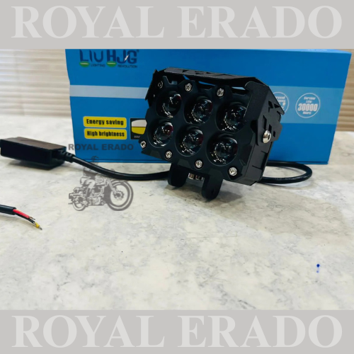PAIR OF HJG UNIVERSAL 6 LED FOG light for royal enfield classic , electra , standard , JAWA , THAR , ETC