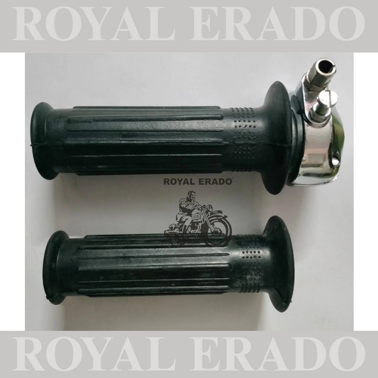 NEW ROYAL ENFIELD CHROME G2 VINTAGE OLD 62 MODEL TYPE HANDLE GRIP WITH THROTTLE 7/8" HANDLE BAR.