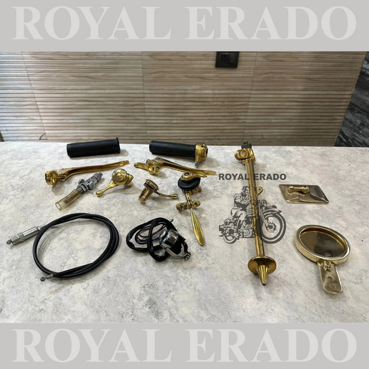 Vintage ROYAL ENFIELD Bullet Early Models handle grip ,advance & retarded lever & cable , decompressor lever , clutch & brake lever , head light switch , horn dipper switch,
