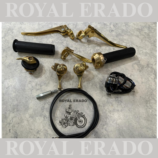Brand New Vintage ROYAL ENFIELD Bullet Early Models handle grip ,advance & retarded lever & cable (choke lever set ), decompressor lever , clutch & brake lever , head light switch , horn dipper switch