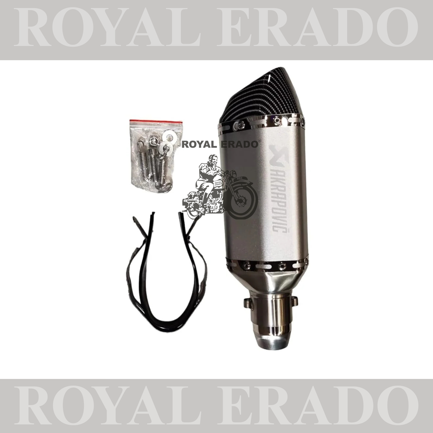 Universal Hexa Cut AKRAPOVIC Muffler Exhaust Pipe Akrapovic Exhaust WID DB Killer Slip On Exhaust Silencer 36-51 mm SILVER WITH CARBON FIBER