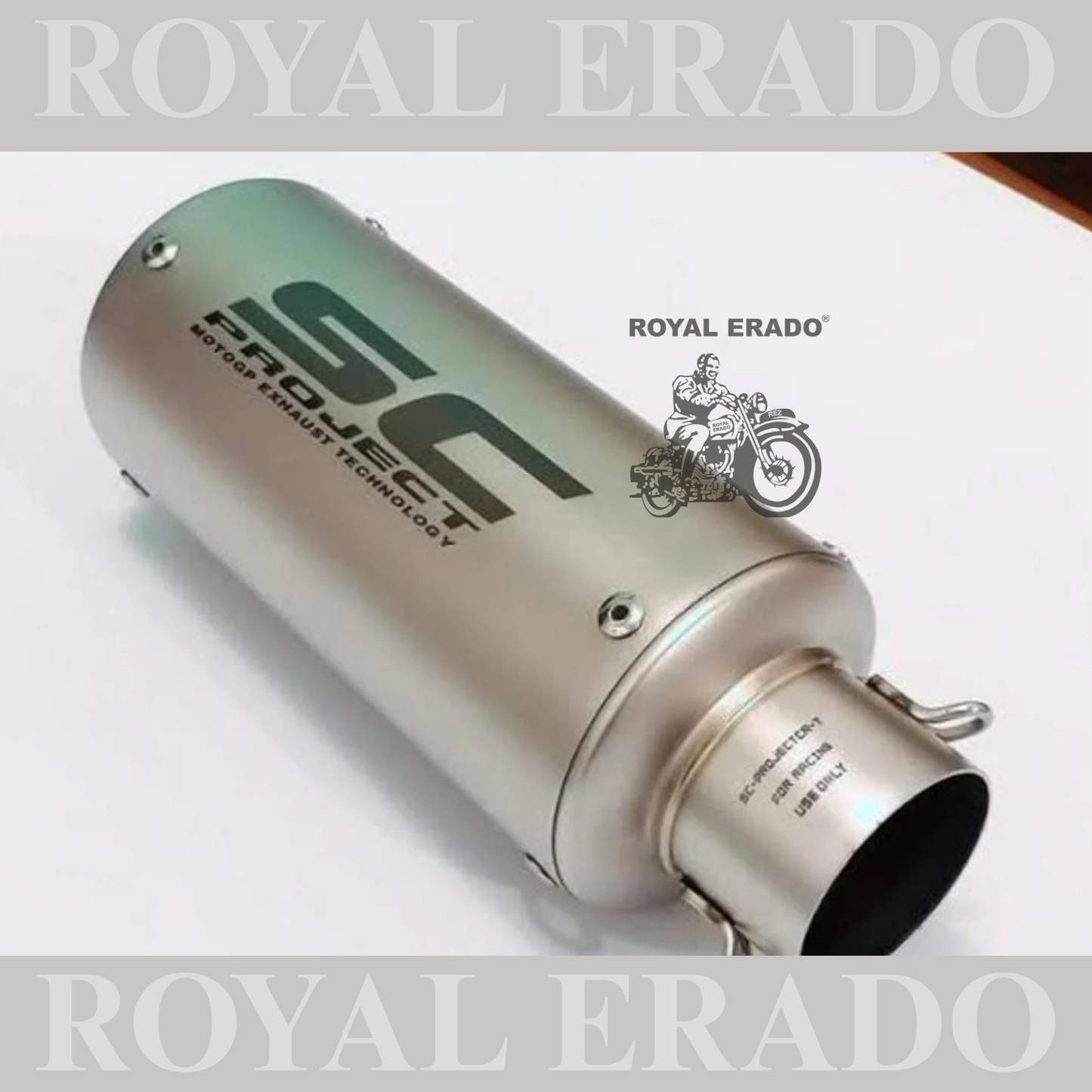 ROYAL ERADO Universal Bike Exhaust SC Project Straight MATT STEEL FINISH  For -Universal Modified Fitment Will Fit On Most All Bike(Cylinder Silence)