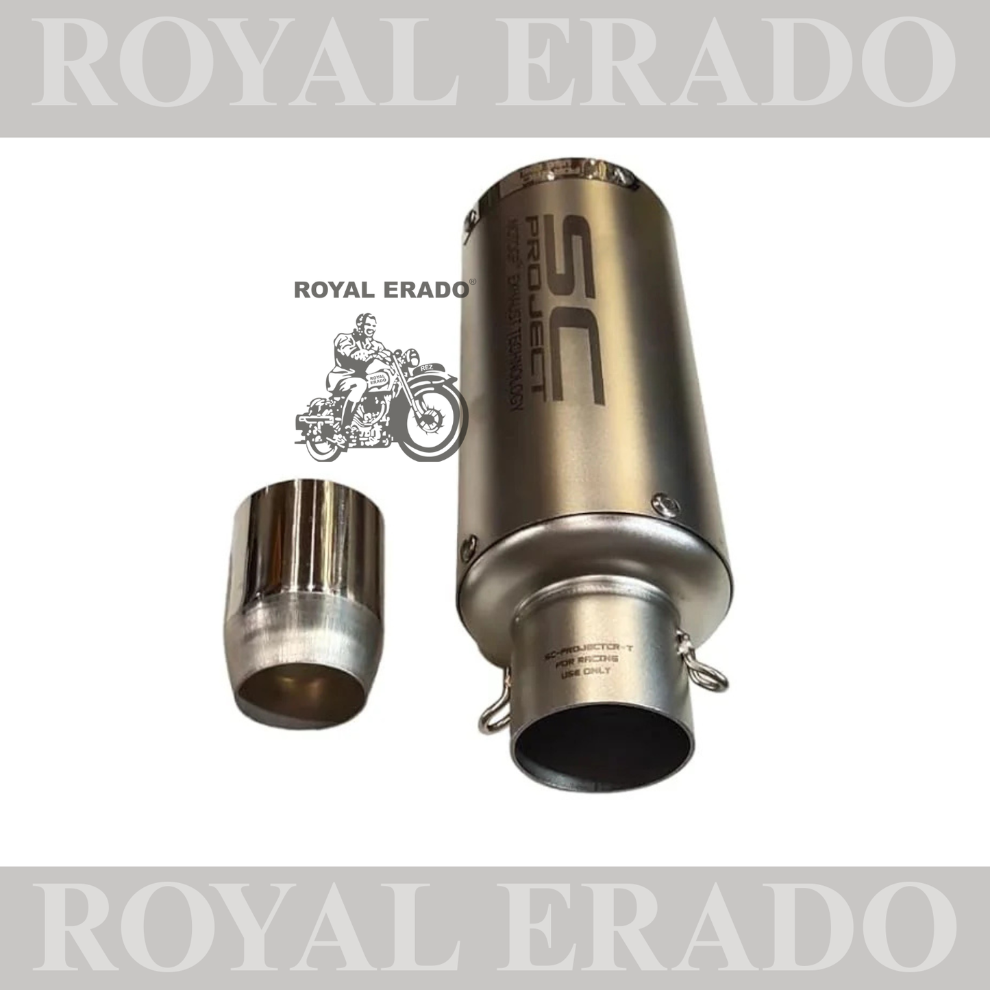 ROYAL ERADO Universal Bike Exhaust SC Project Straight MATT STEEL FINISH  For -Universal Modified Fitment Will Fit On Most All Bike(Cylinder Silence)