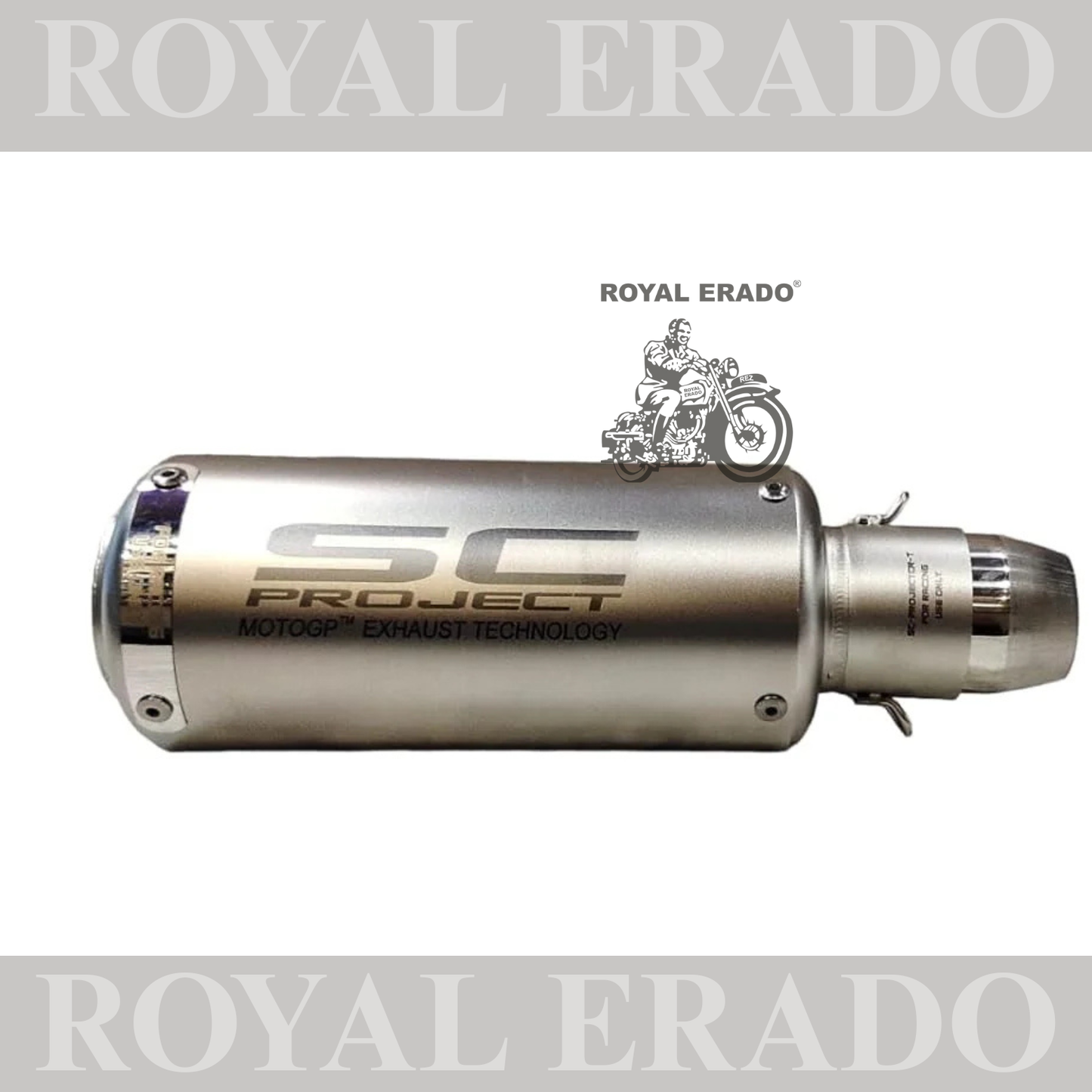 ROYAL ERADO Universal Bike Exhaust SC Project Straight MATT STEEL FINISH  For -Universal Modified Fitment Will Fit On Most All Bike(Cylinder Silence)