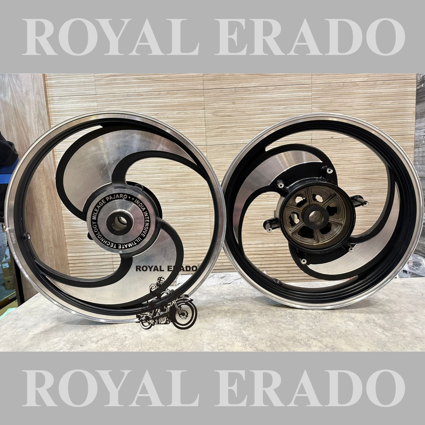 PAJERO Black CNC big S Talwar 2 spoke and 2 S alloy wheel for Reborn Classic single disc and new Standard Battalion