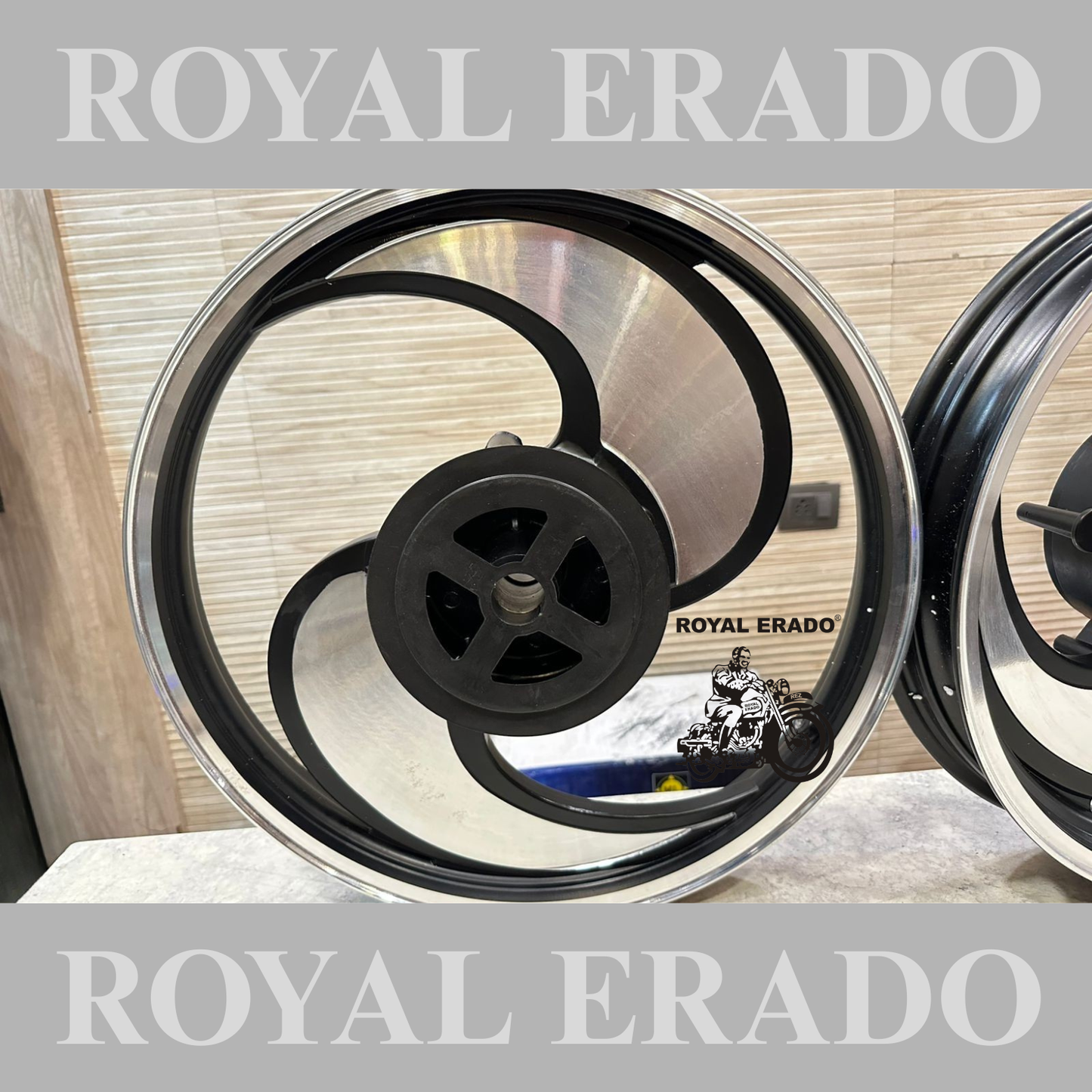 PAJERO Black CNC big S Talwar 2 spoke and 2 S alloy wheel for Reborn Classic single disc and new Standard Battalion