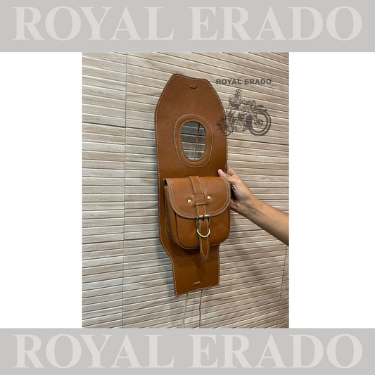 Royal enfield reborn classic and old classic leather tank cover in brown.
