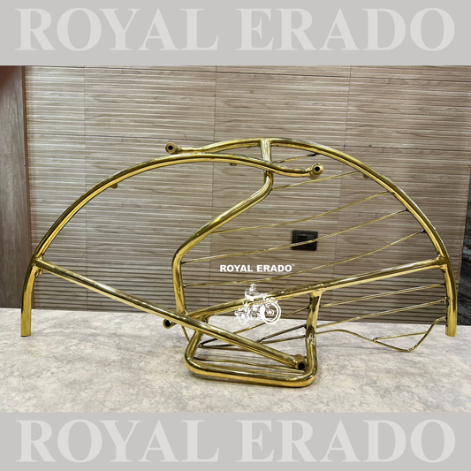 Royal Enfield Classic Electra Standard uce model rear saree guard and stay in pure brass gold vintage look.