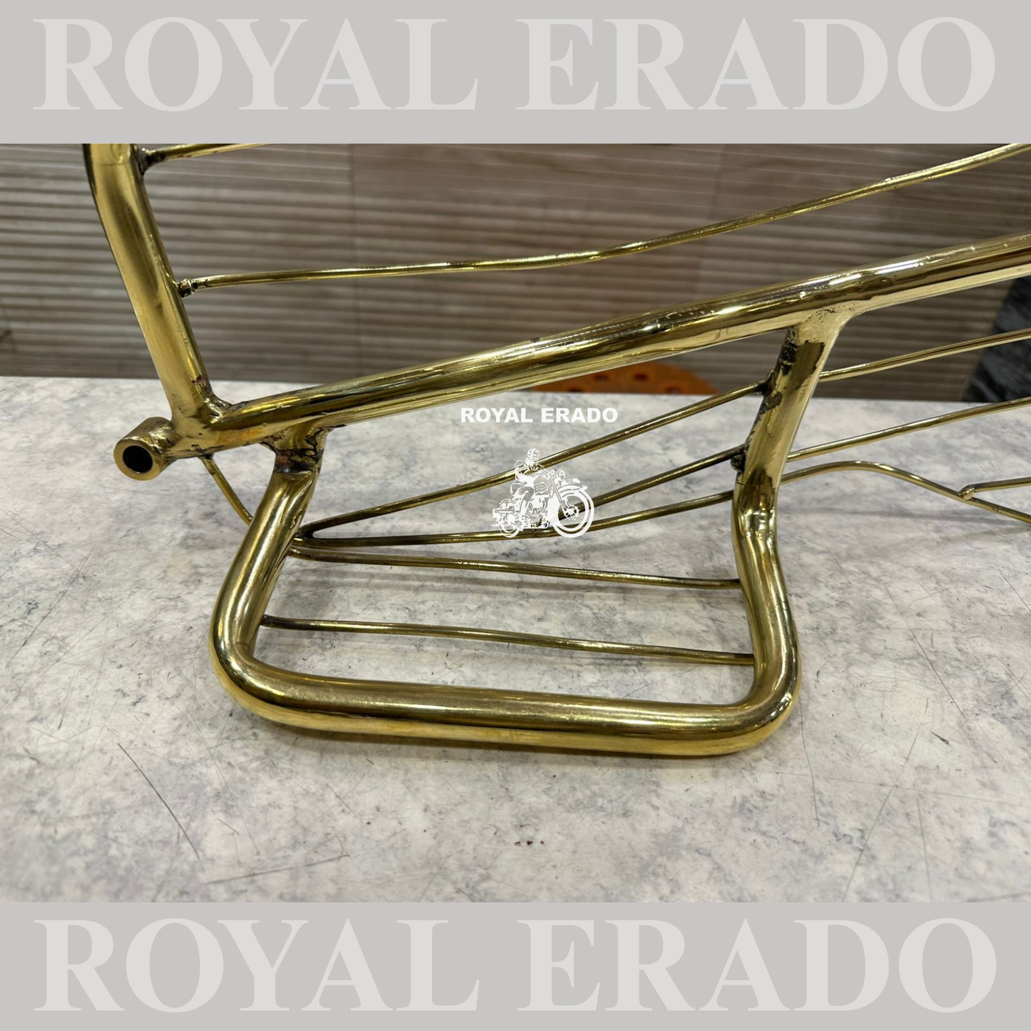 Royal Enfield Classic Electra Standard uce model rear saree guard and stay in pure brass gold vintage look.