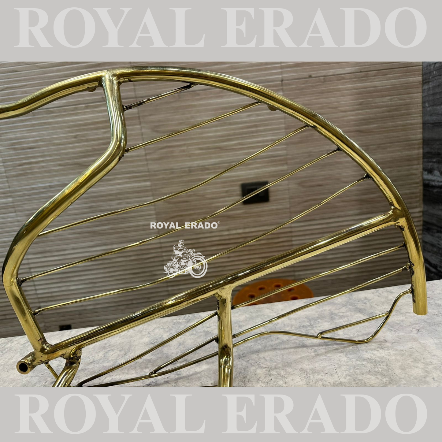 Royal Enfield Classic Electra Standard uce model rear saree guard and stay in pure brass gold vintage look.