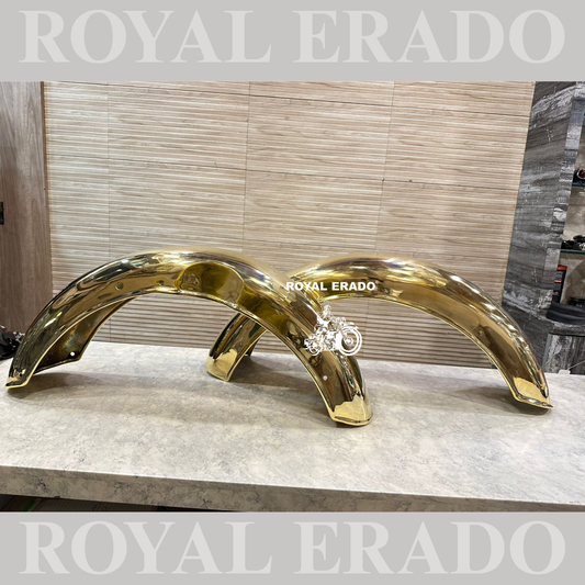 Royal Enfield Classic Electra or Standard pure brass front and rear mudguard gold look vintage g2 1962 old look
