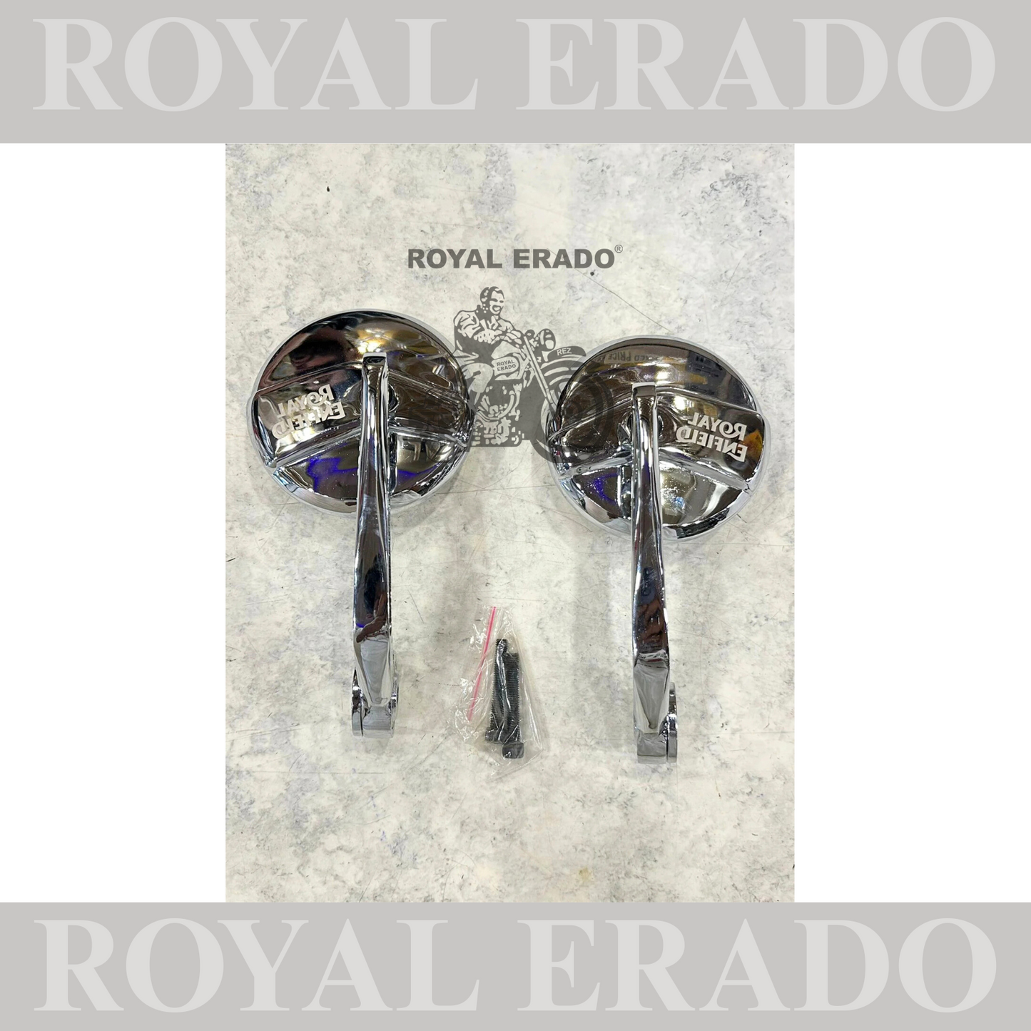 Bar end mirror in chrome for Royal Enfield old classic electra standard and reborn classic new standard battalion meteor 350 hunter and gt 650 and continental.