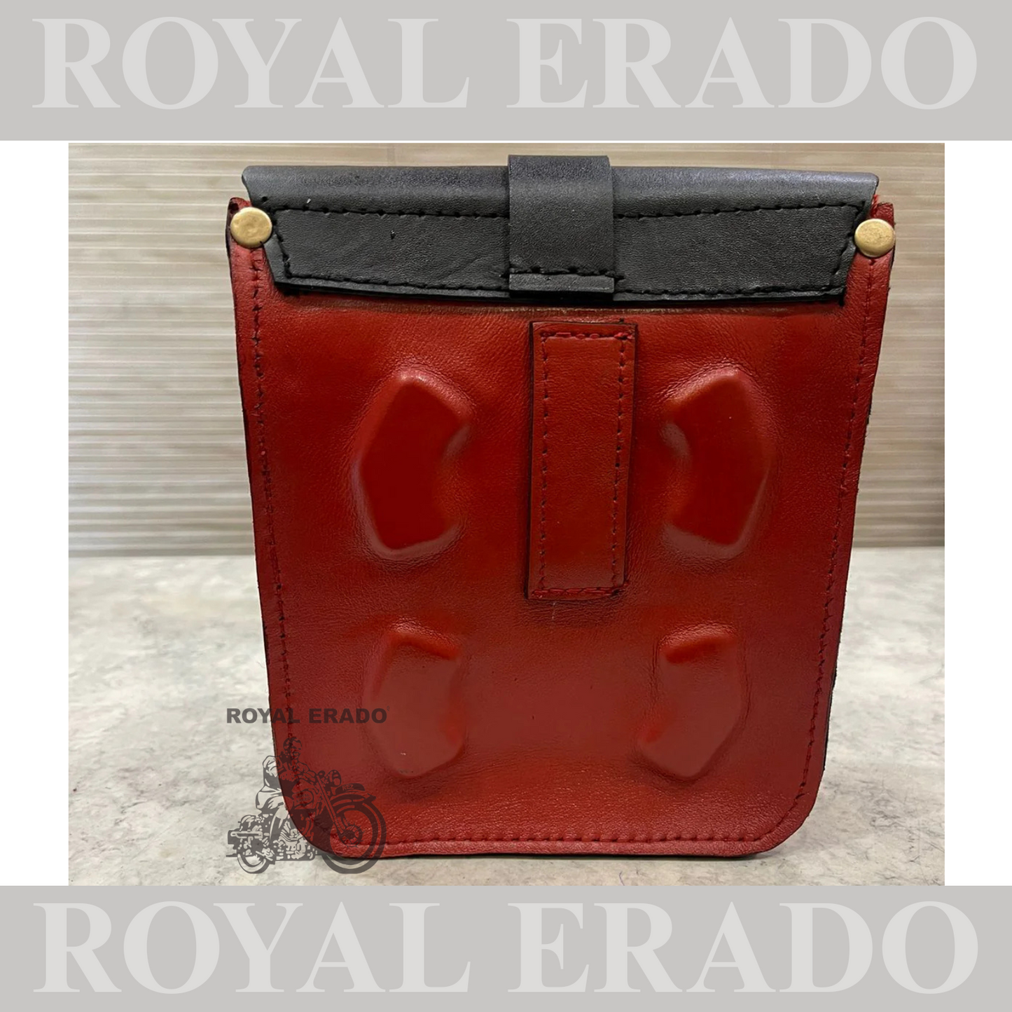 Universal Tank bag in red and black leather with magnet for Royal Enfield reborn classic electra standard meteor supper meteor hunter jawa perak jawa  bobber