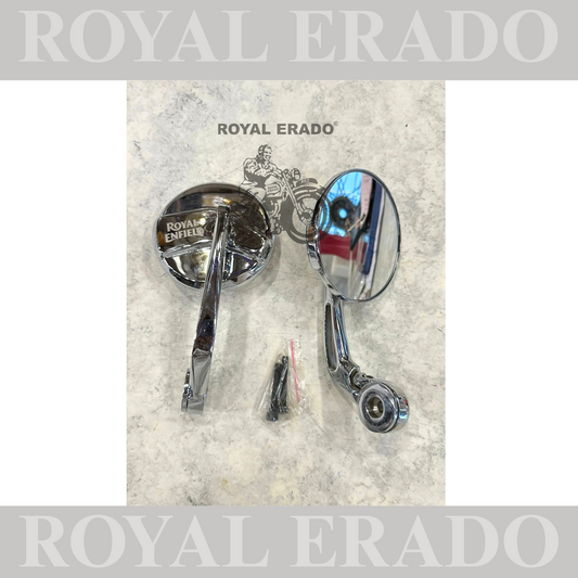 Bar end mirror in chrome for Royal Enfield old classic electra standard and reborn classic new standard battalion meteor 350 hunter and gt 650 and continental.
