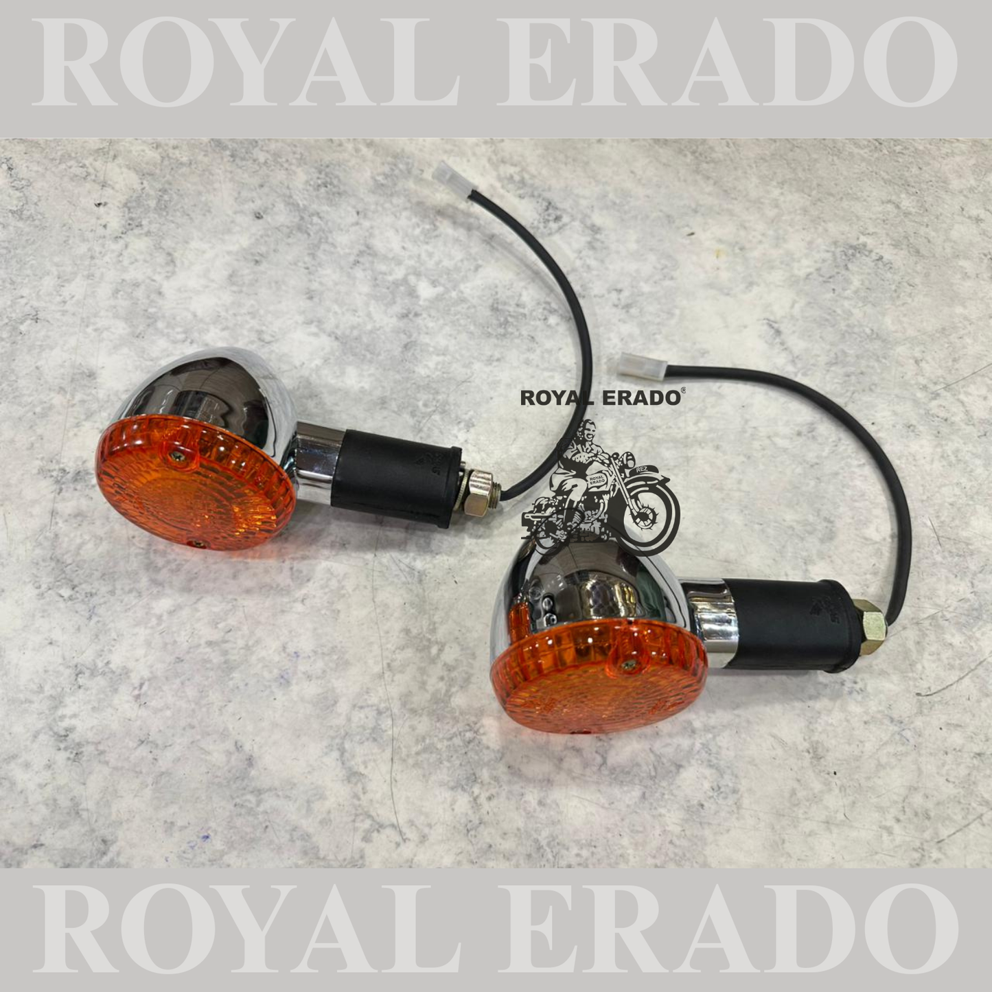 Royal Enfield chrome indicator 2 peace's with orange glass for Classic Electra and Standard