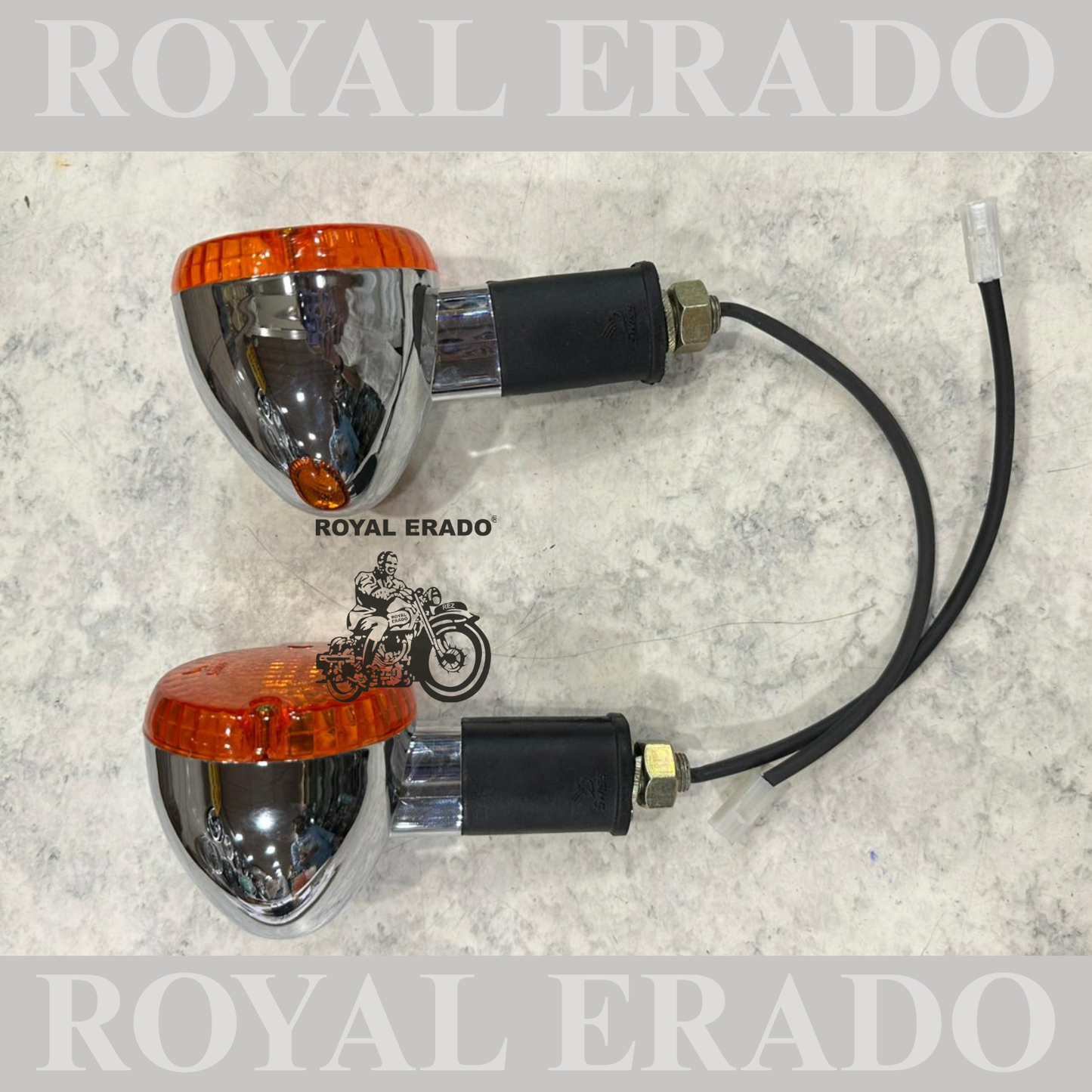 Royal Enfield chrome indicator 2 peace's with orange glass for Classic Electra and Standard