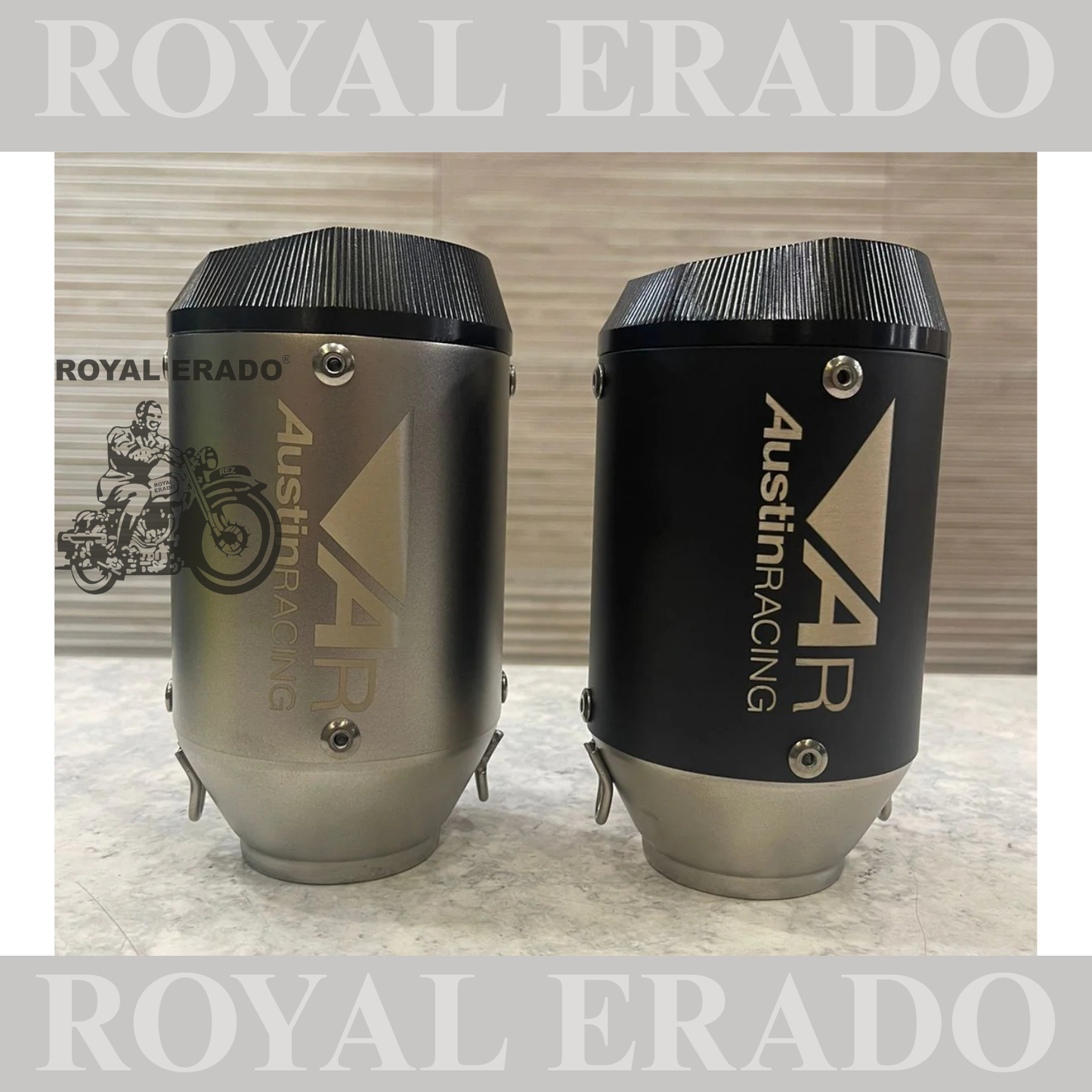 One peace single austin racing universal exhaust in silver or black colour