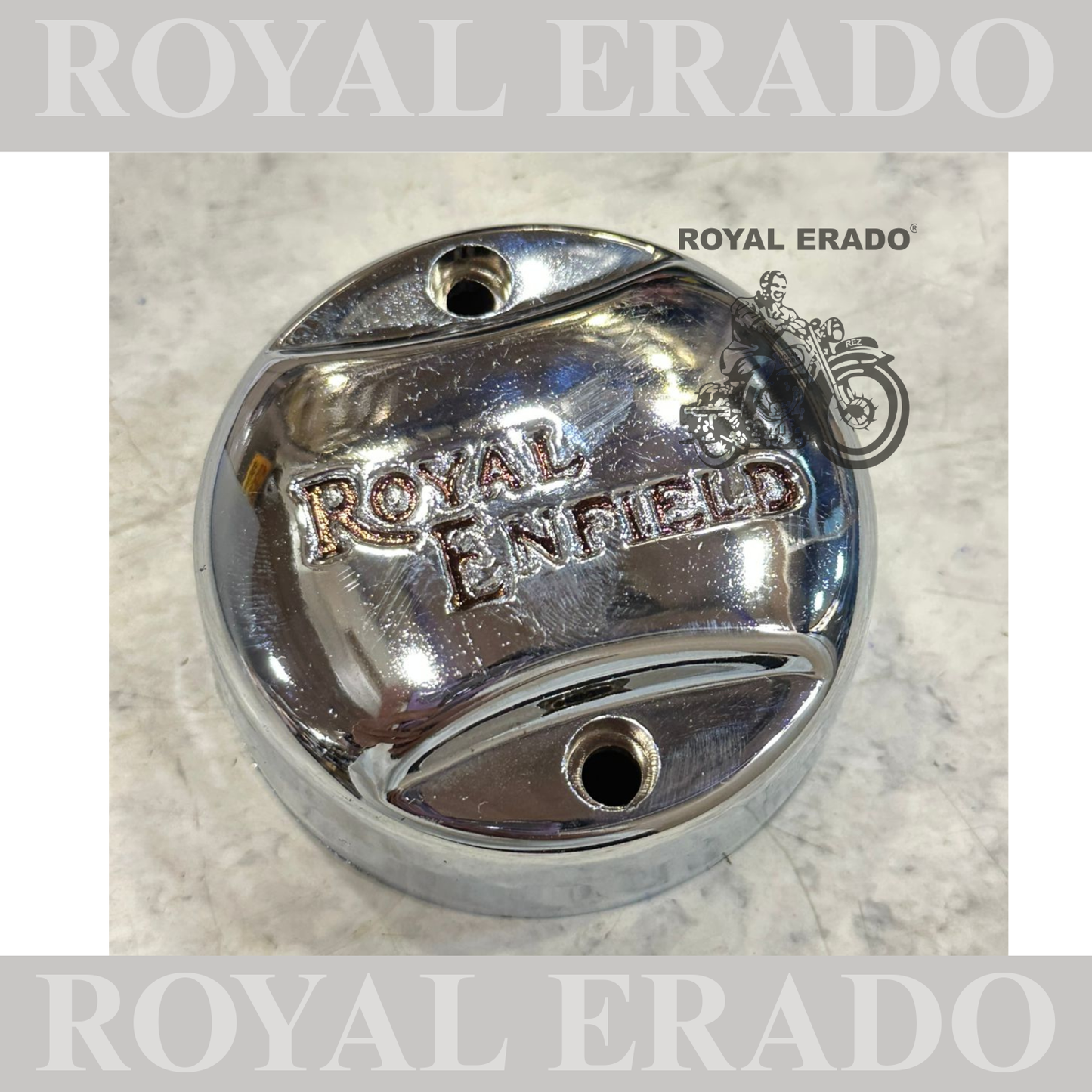 Royal Enfield Delco cap point cover in normal quality chrome plastic.