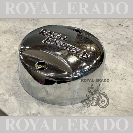 Royal Enfield Delco cap point cover in normal quality chrome plastic.