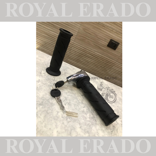 Brand New Vintage ROYAL ENFIELD Bullet Early Models TWIST GRIP THROTTLE SET WITH LOCK AND KEYS for 7/8" HANDLE BARS