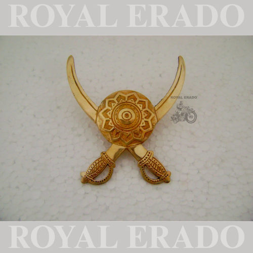 Brass rear mudguard big dhaal talwar sward design vehicle emblem for bullet / royal enfield /electra /standard /classic