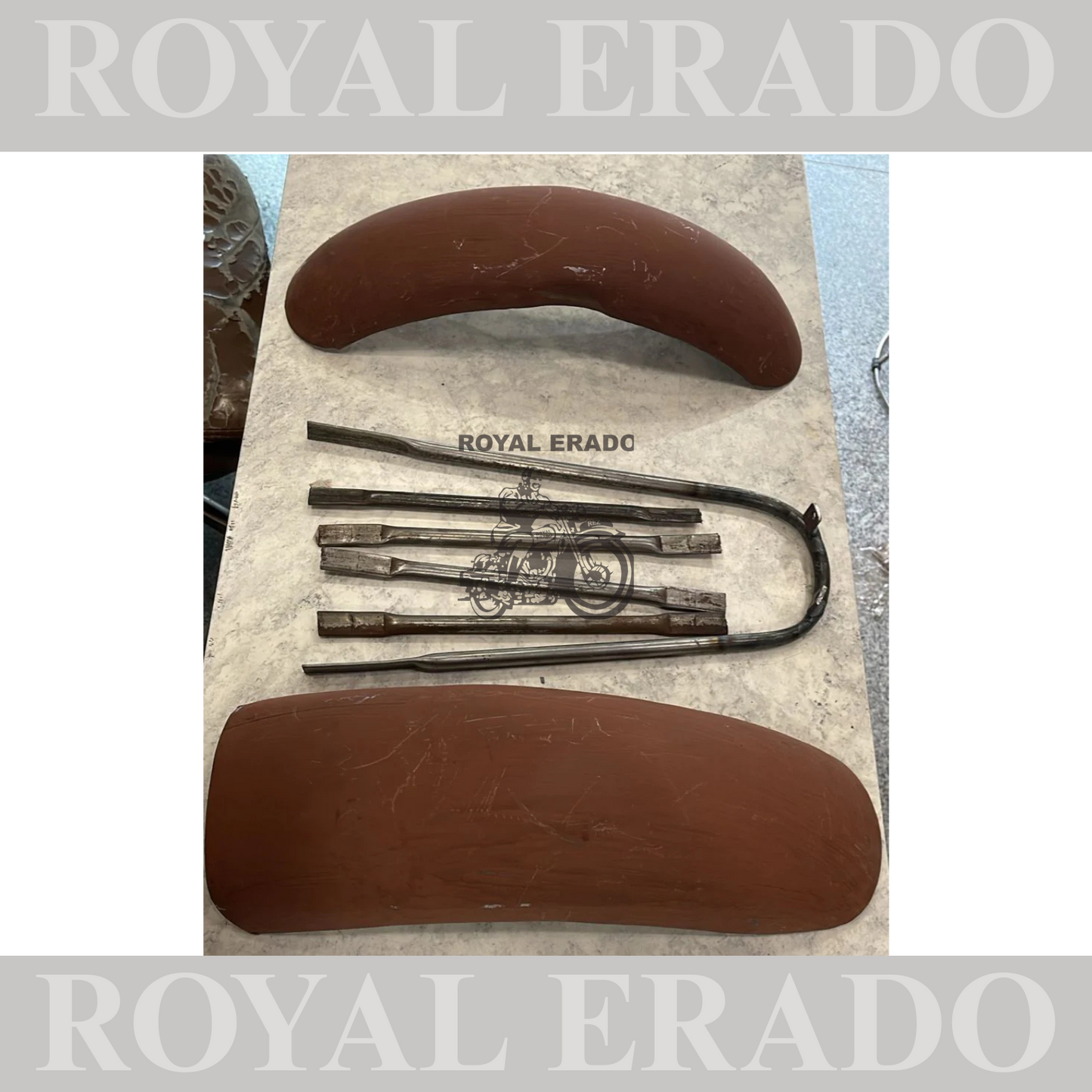 Custom chopper bobber style small mudguard with stays raw for royal enfield classic , electra  , standard