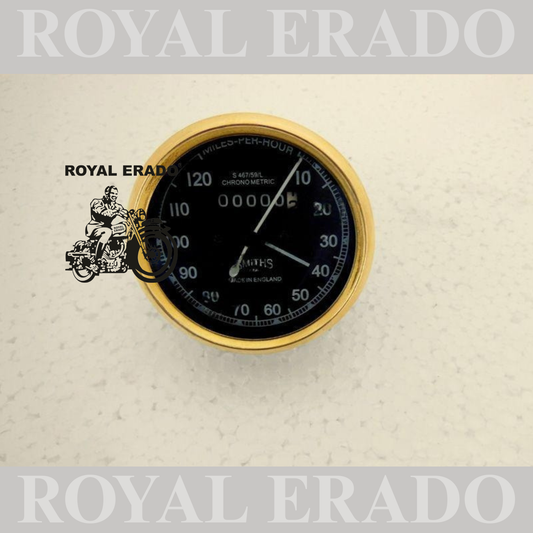 Royal Enfield smith replica 120 miles meter black with brass ring