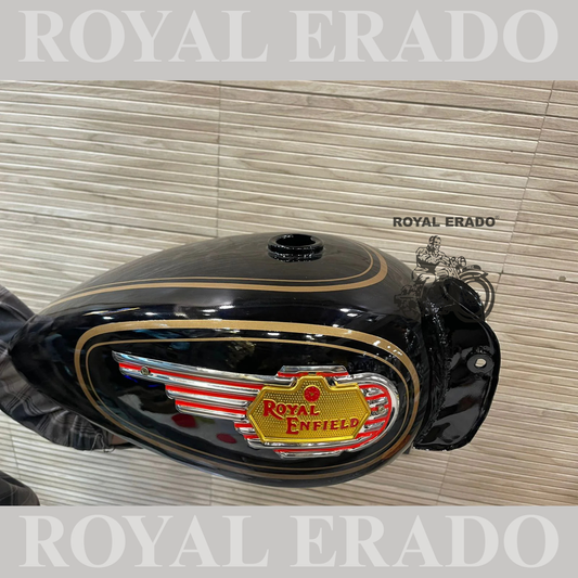 Machismo style tank black with monogram for Royal Enfield