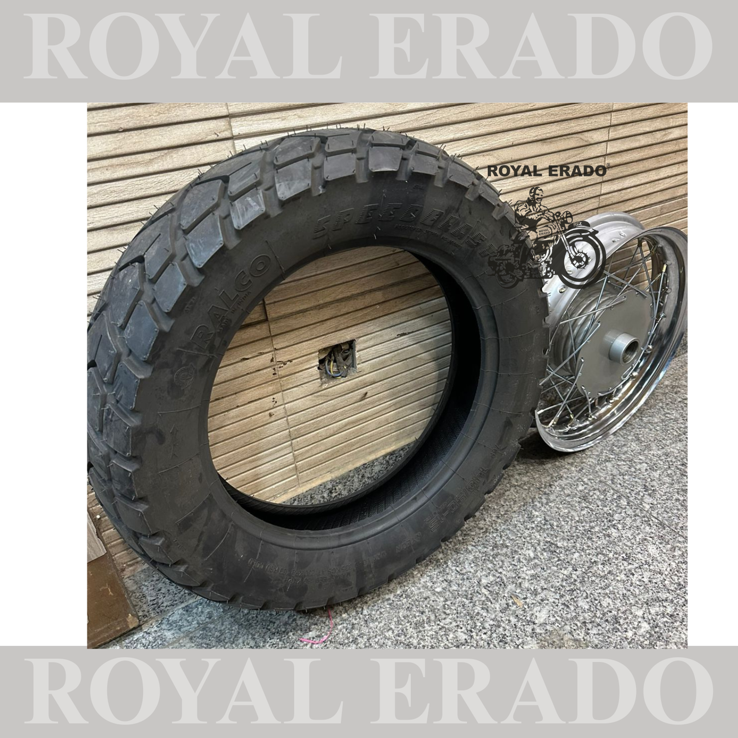 Royal Enfield Classic Electra Standard rear spoke rim in 15” with rear broad tire 140 number to make your bike bobber Harley 883 design