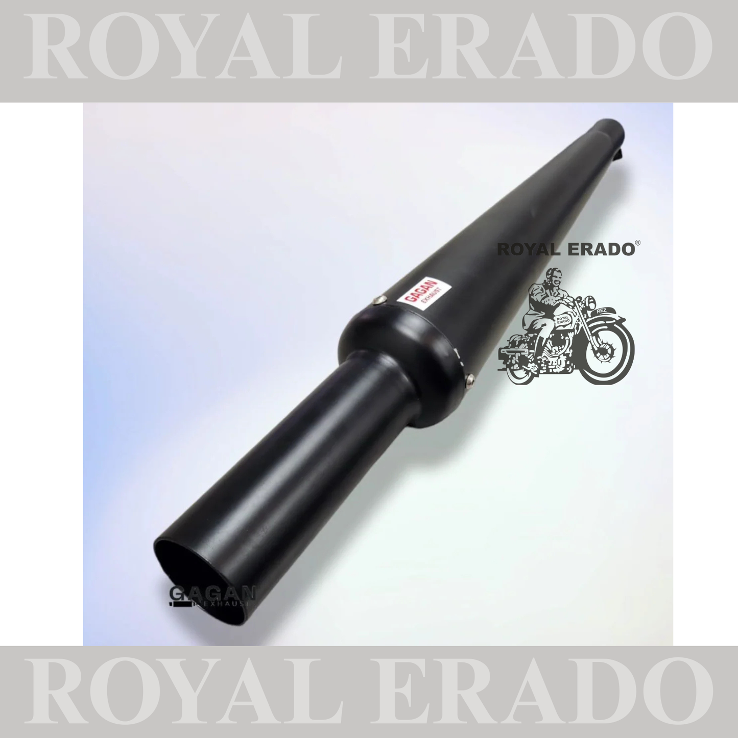 GOLDSTAR SILENCER EXHAUST BLACK FOR ROYAL ENFIELD CLASSIC ELECTRA STANDARD WITH GLASSWOOL