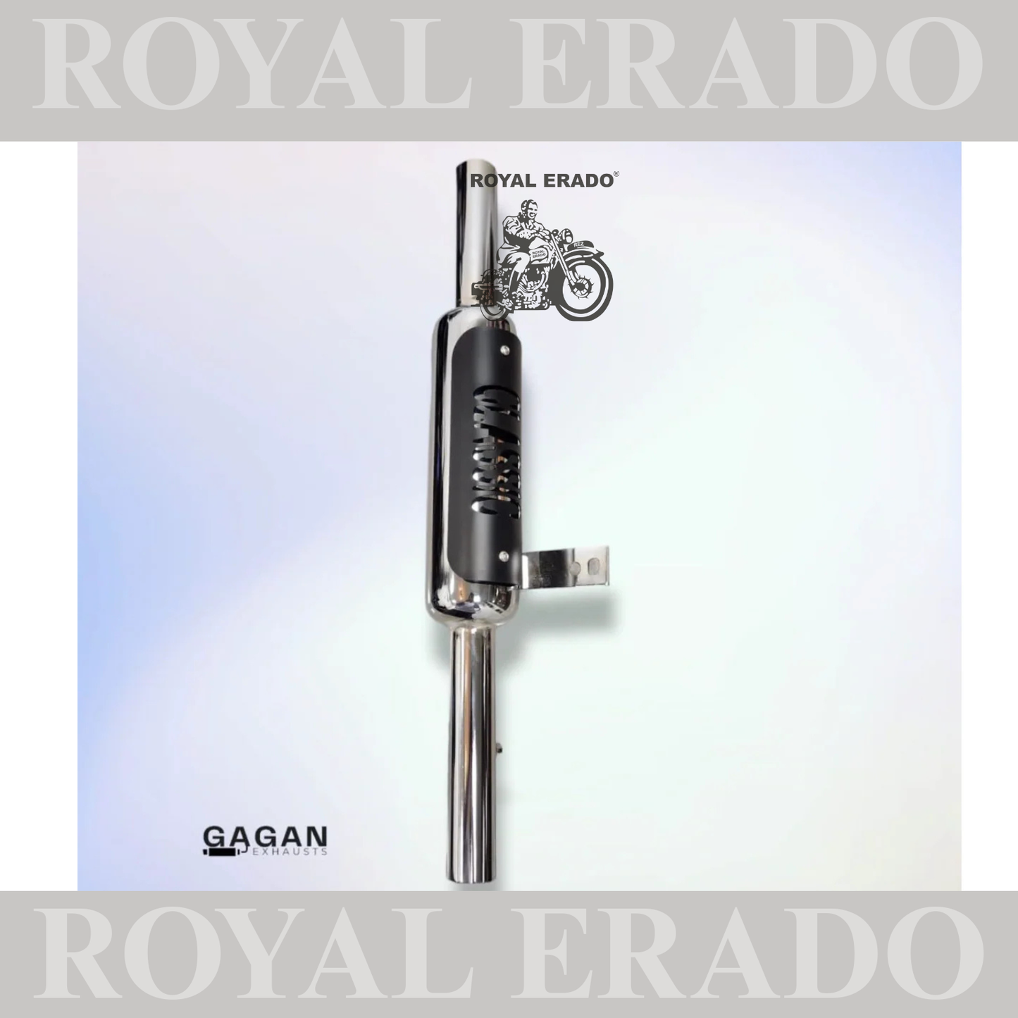NEW INDORI EXHAUST SILENCER CHROME & BLACK PLATE FOR ROYAL ENFIELD CLASSIC