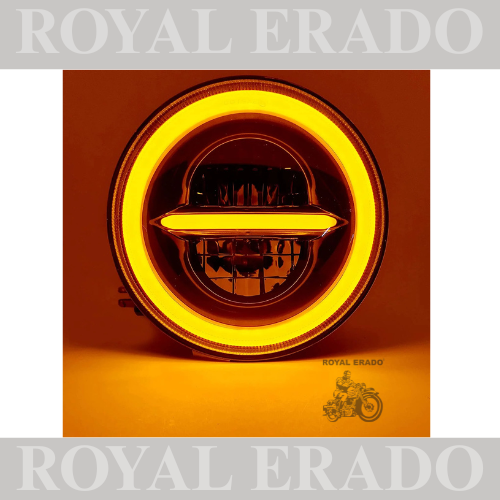 ROYAL ERADO 7" MINIUS WITH RING head light for royal enfield classic , electra , standard