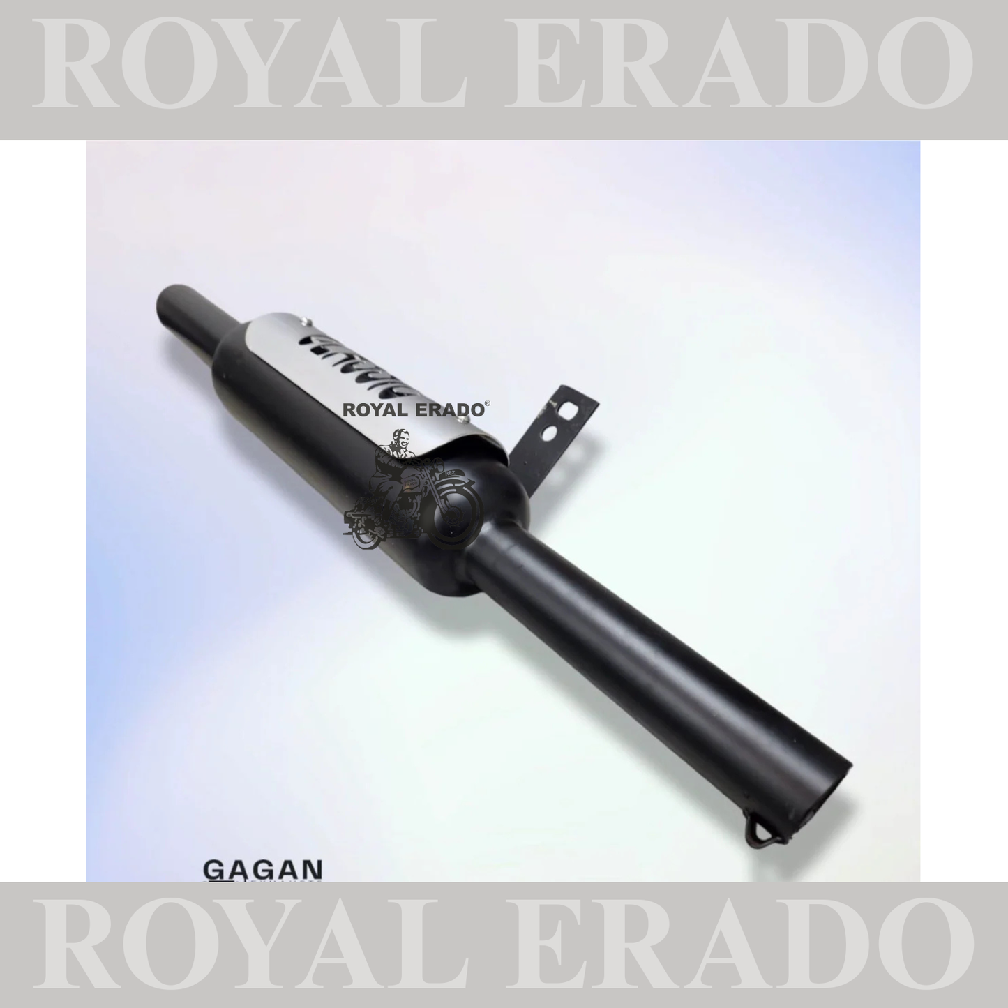 NEW INDORI EXHAUST SILENCER BLACK & CHROME PLATE FOR ROYAL ENFIELD CLASSIC
