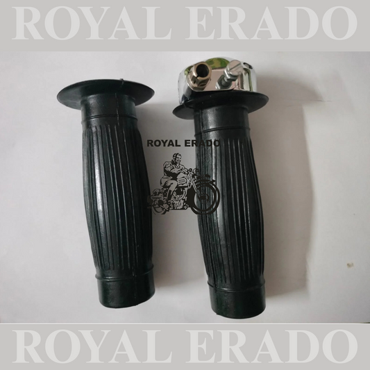 NEW ROYAL ENFIELD CHROME G2 VINTAGE OLD 62 MODEL TYPE HANDLE GRIP WITH THROTTLE 7/8" HANDLE BAR